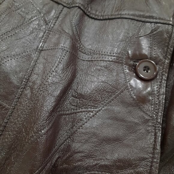 Vtg 90s structured brown leather jacket - Tudor Court brand - Picture 10 of 15